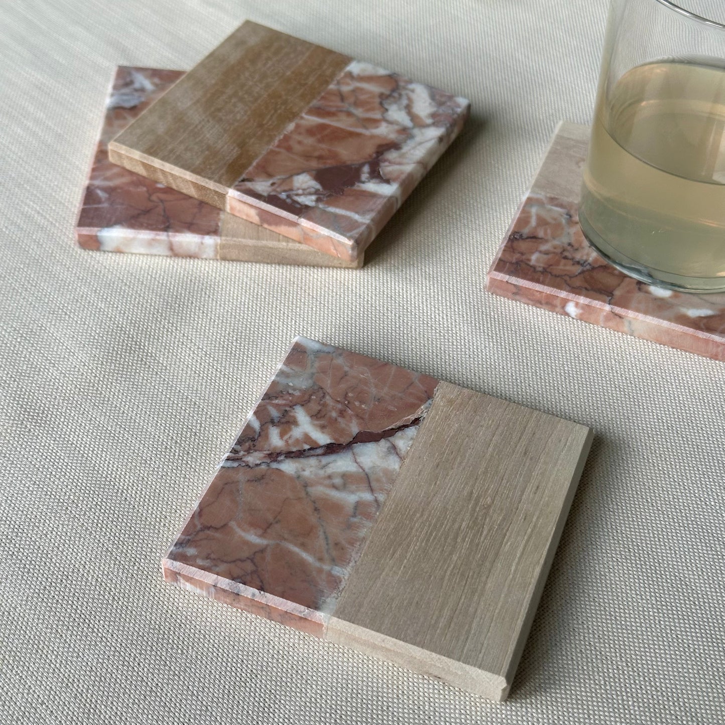 Wood & Marble Coasters (set of 4)