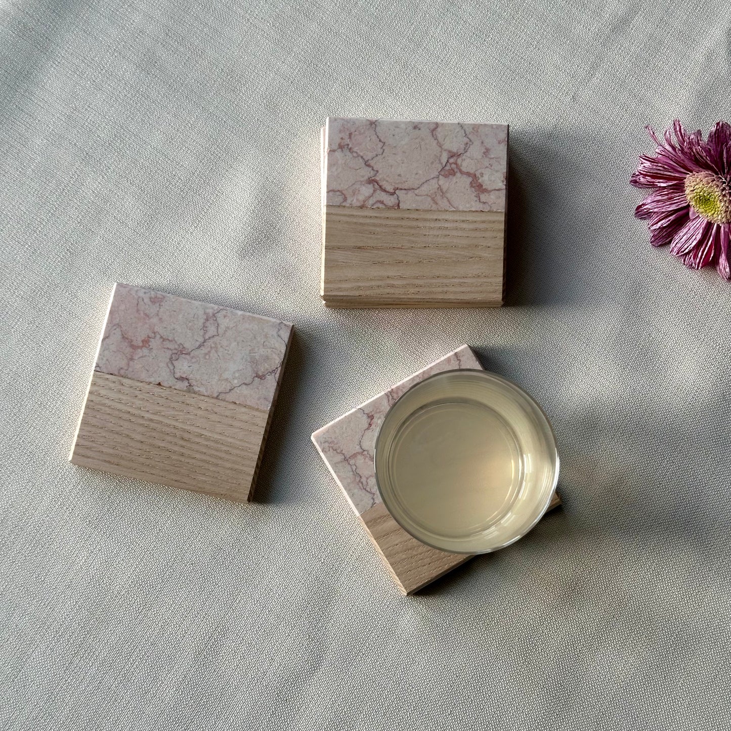 Wood & Marble Coasters (set of 4)