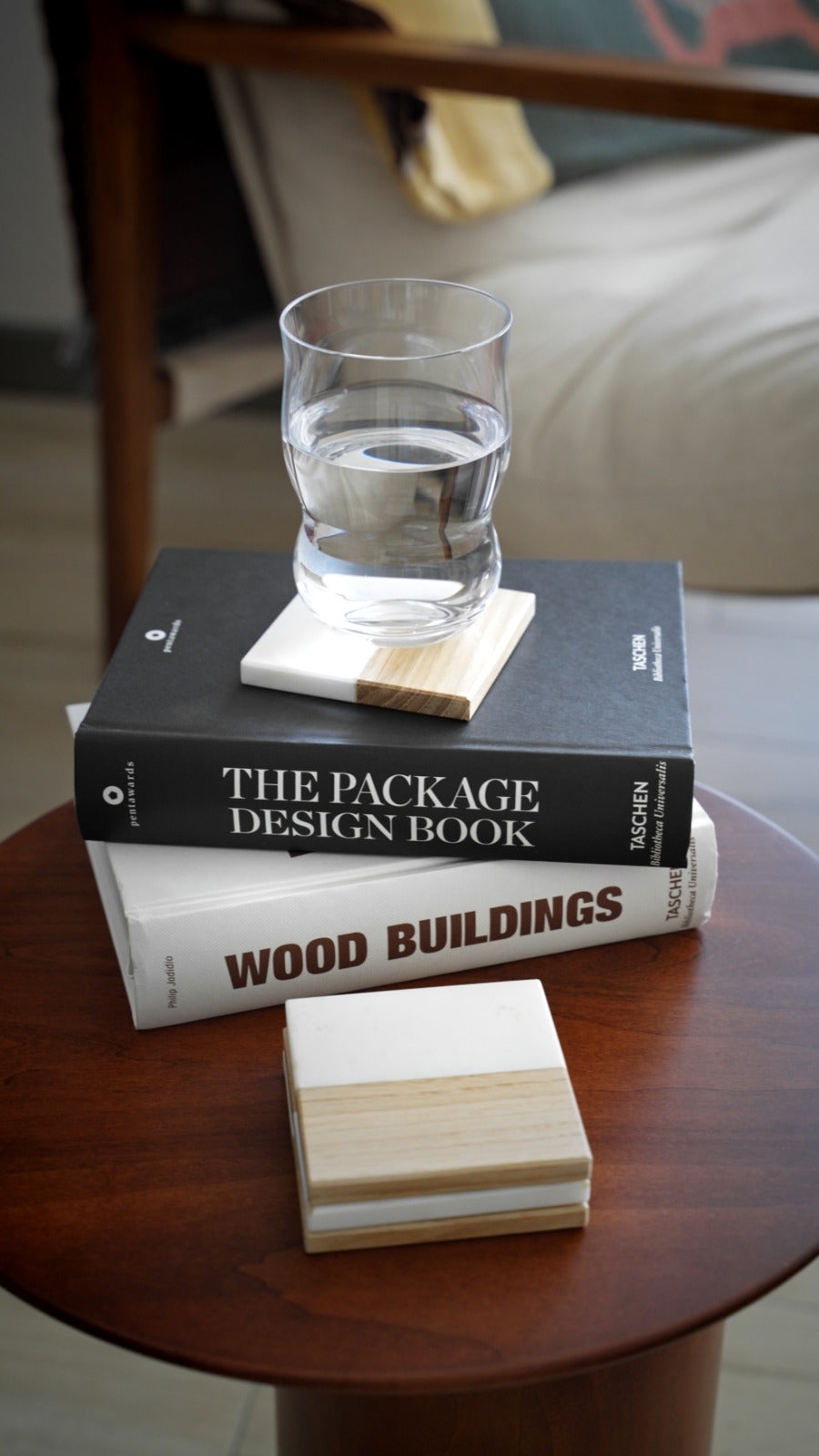 Wood & Marble Coasters (set of 4)